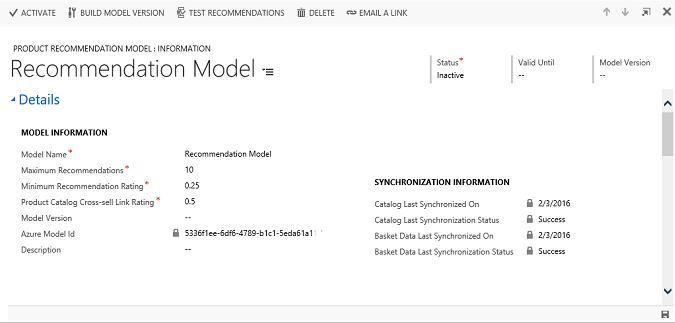 Página Modelo de Recomendação