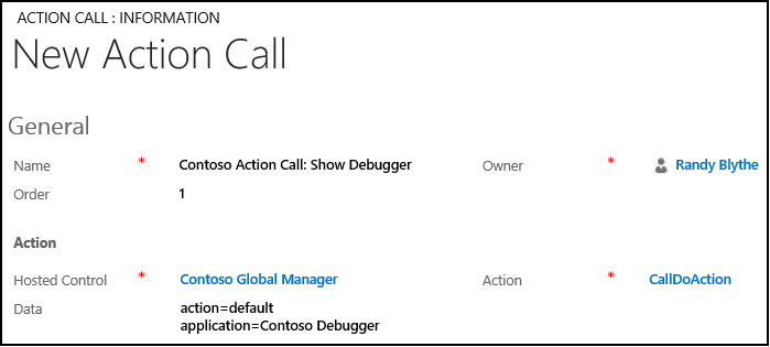 Create an action call in Unified Service Desk