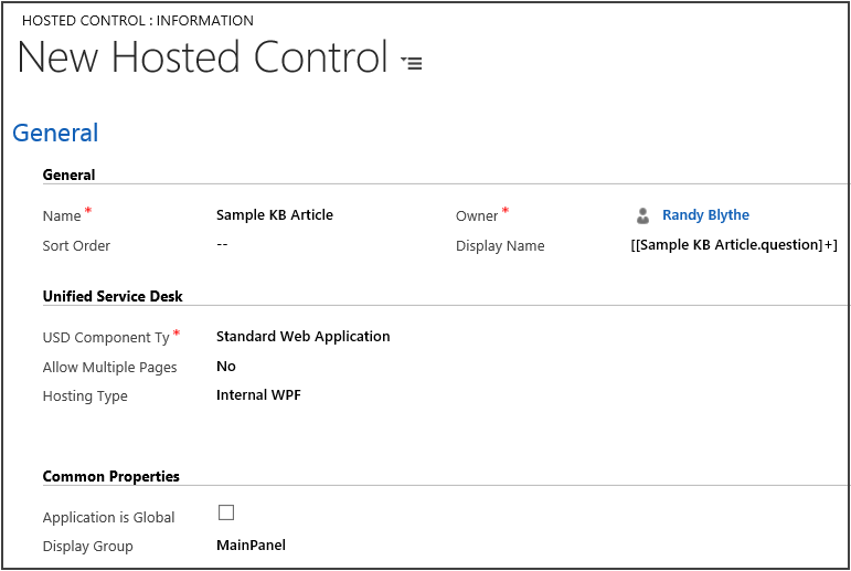 Novo controle hospedado para exibir o artigo da base de dados de conhecimento