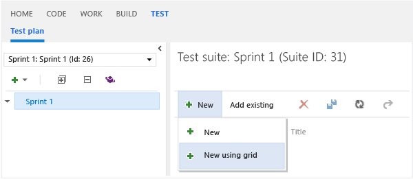 Criar novos casos de teste usando a grade