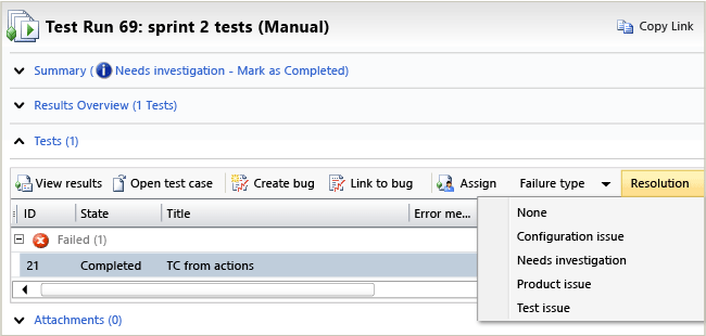 Analisar a página de teste no MTM