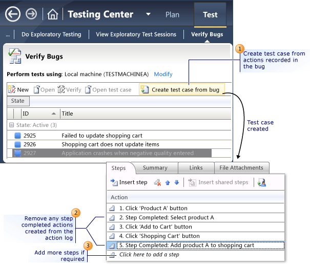 Criar um caso de teste a partir de um Bug