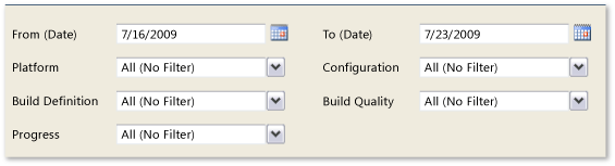 Filtros para o relatório de resumo da compilação