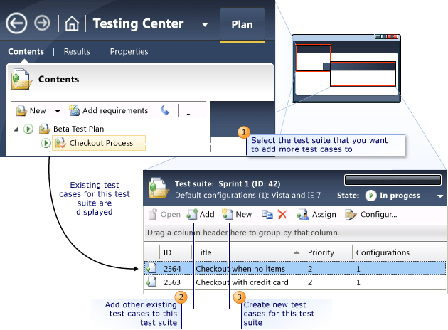 Adicionar casos de teste a uma suíte de teste