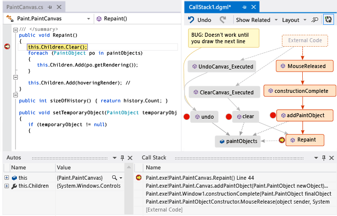 Adicionar outra pilha de chamadas ao mapa de código