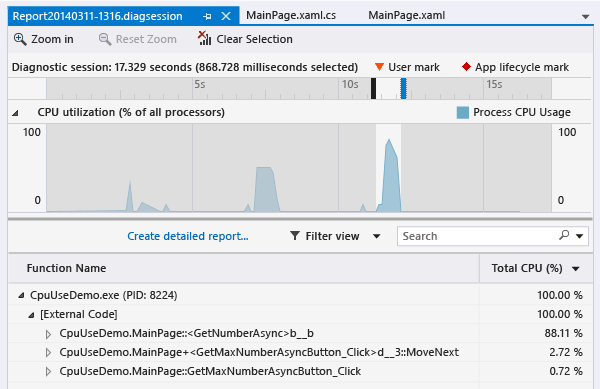 Seleção de relatório GetMaxNumberAsyncButton_Click