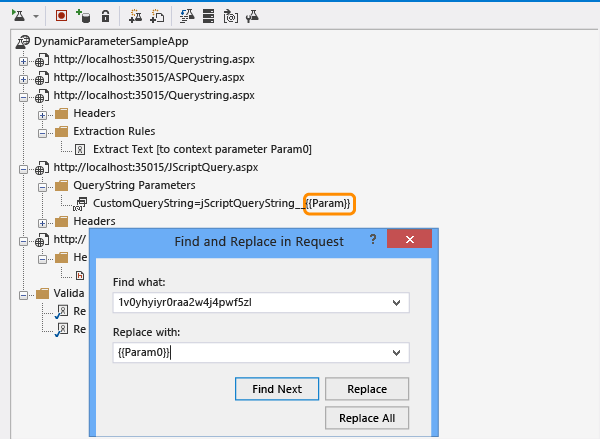 Parameter applied to querystring