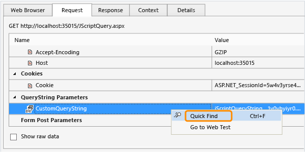 Use quick find to isolate the dynamic paramter