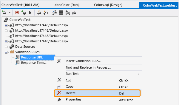 Delete the response URL validation rule