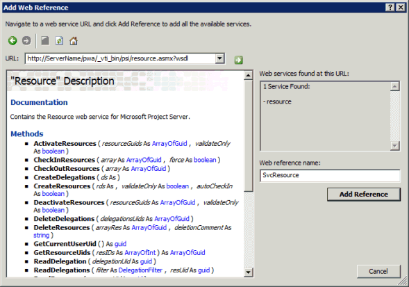 Adding an ASMX reference with the WSDL option