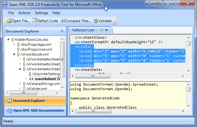 Open XML SDK 2.0 Productivity Tool