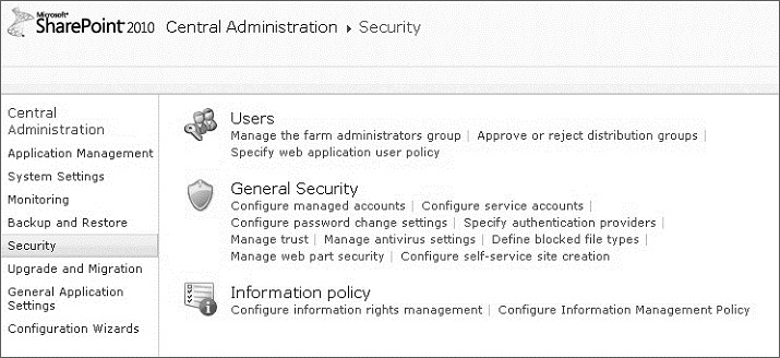 Security in Central Administration