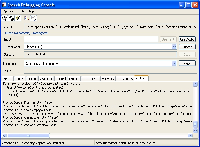 Speech Debugging Console