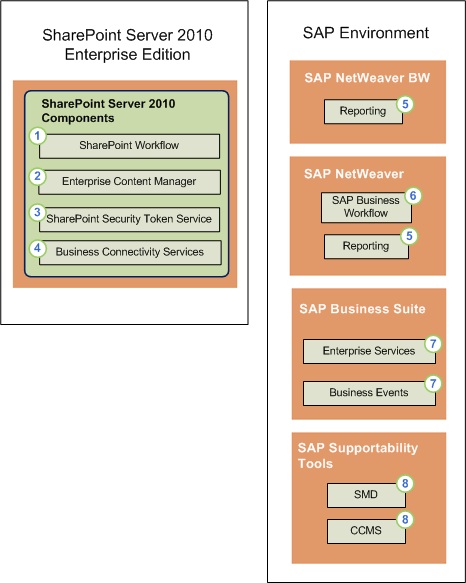 Components that support Duet Enterprise