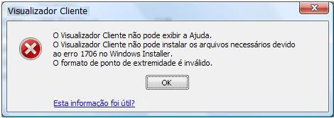 Mensagem de erro do Visualizador Cliente
