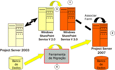 Opções de implantação de migração do Project Server 2007