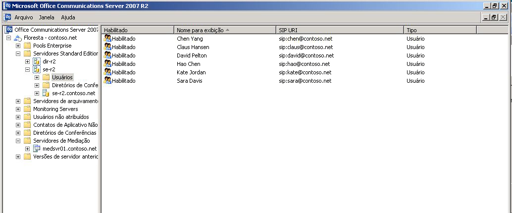 Usuários habilitados para o Communications Server 2007 R2