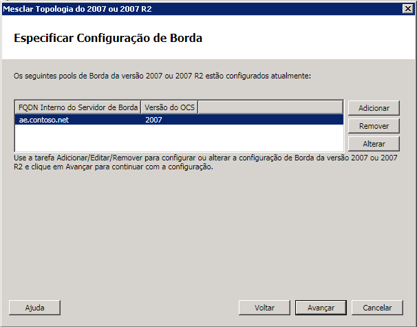 Caixa de diálogo Especificar configuração de borda da topologia mesclada