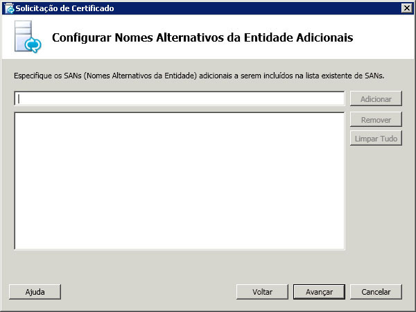 Configurar nomes alternativos do assunto adicionais