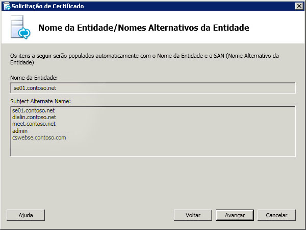 Caixa de diálogo Nome do assunto/nomes alternativos do assunto