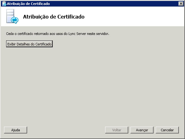 Caixa de diálogo de Atribuição de certificado