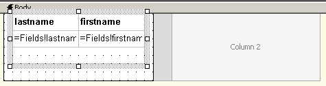 Shows multi-column report layout