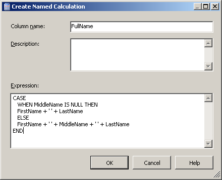 Create Named Calculation dialog box