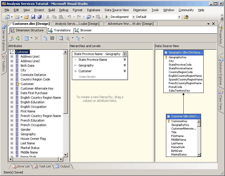 Dimension Structure tab of Dimension Designer