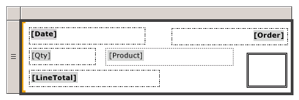 Lista no modo de design, 4 campos e uma imagem