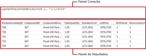 Procedimento armazenado no designer de consulta baseado em texto