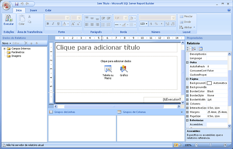 Superfície de design no Construtor de Relatórios 2.0