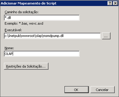 Captura de tela da caixa de diálogo Adicionar Mapa de Script