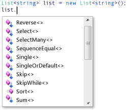 Operadores de consulta padrão no IntelliSense