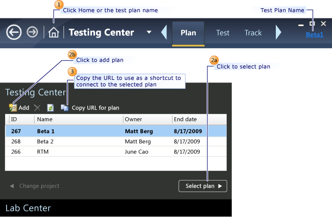 Selecionar um plano de teste a ser usado