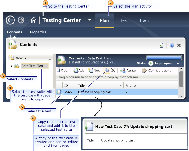 Criar uma cópia de um caso de teste em um conjunto de testes