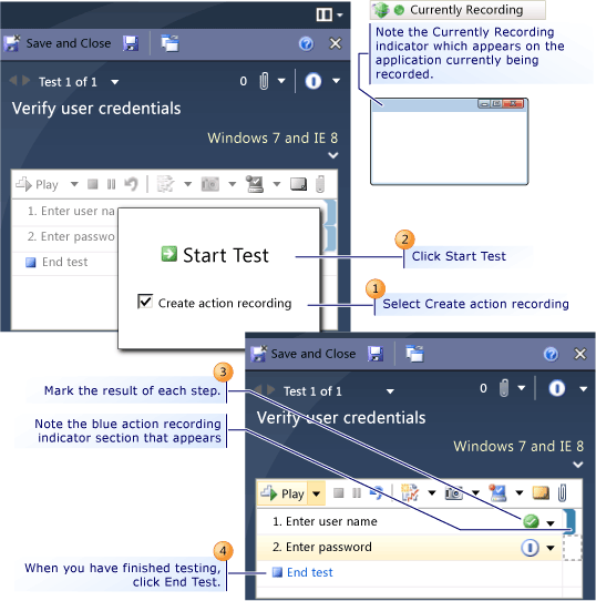 Criando uma gravação de ações no Test Runner