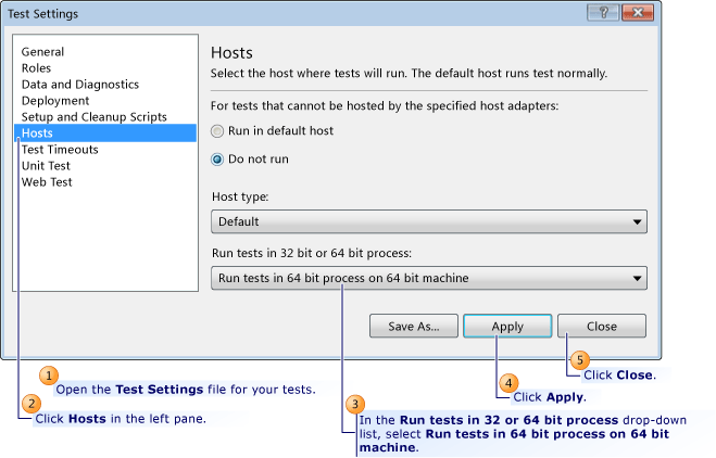 Configurando <>teste><>configuração de>para 64- 