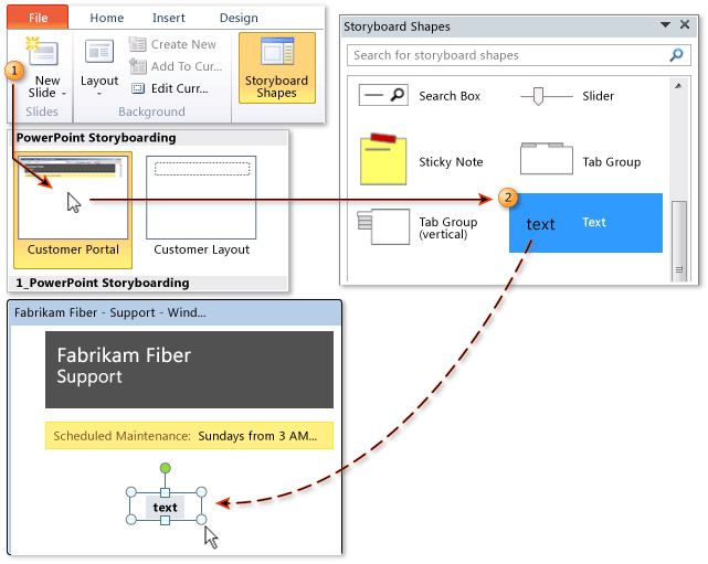 Criar slide e adicionar texto em formas de Storyboard