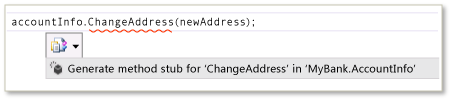 Gerar método Stub Intellisense Menu