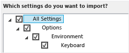 Import only customized keyboard shortcuts