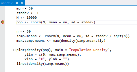 Stopping on a breakpoint in the Visual Studio debugger