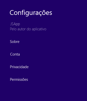 Captura de tela da guia de configurações criada pelo exemplo de código