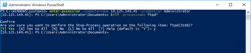 Parada do PowerShell do FTP