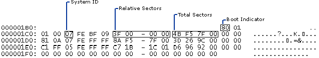 Interpreting Data in the Partition Table