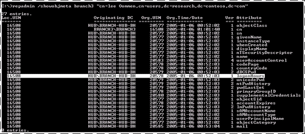 repadmin /showobjmeta