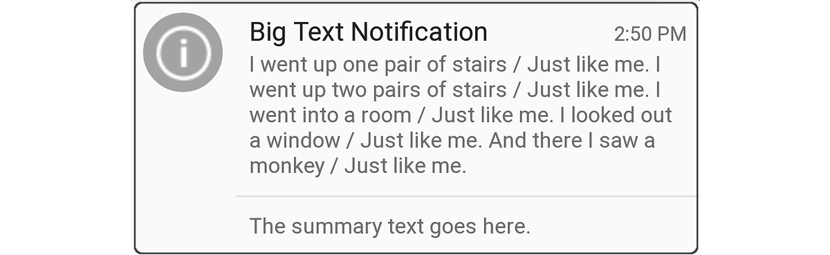 Notificação de Big Text expandida