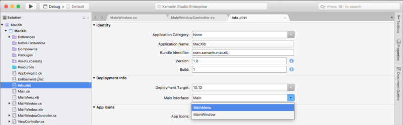 Configurando o menu principal