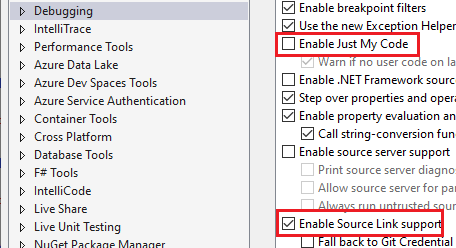 Habilitar Source Link no Visual Studio 2019