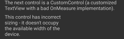 Android CustomControl com implementação incorreta do OnMeasure