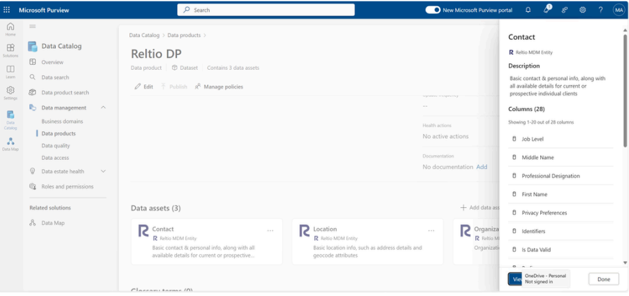 Captura de ecrã a mostrar reltio-datamap-asset 2.